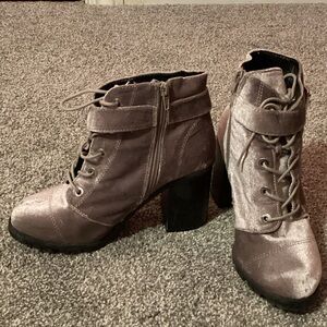Charlotte Russe Gray Lace-Up Boots